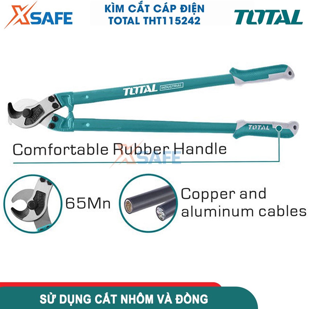 Kìm cắt cáp điện TOTAL THT115242 24 icnh, kềm cắt cáp chất liệu thép Cr-Mo cắt được nhôm, đồng