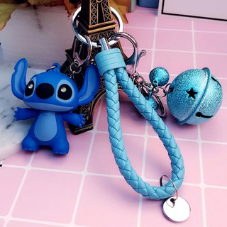 Phim hoạt hình Lilo và Stitch Hình hành động LED Âm thanh Stitch Móc khóa Dây da Chuông Túi đựng chìa khóa
