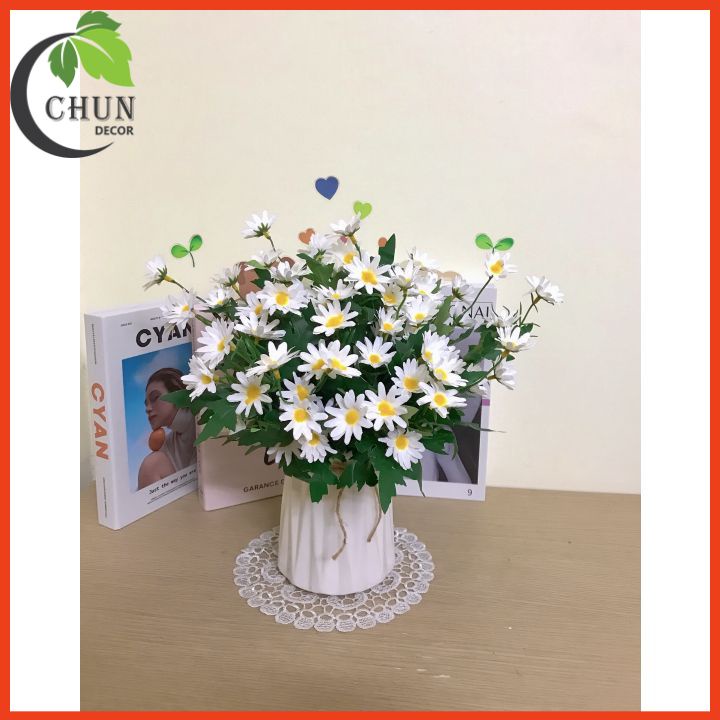 Hoa Giả Bình Hoa Cúc Họa Mi Cao Cấp Cao 35cm Trang Trí Nhà Cửa Lớp Học Cửa Hàng Văn Phòng