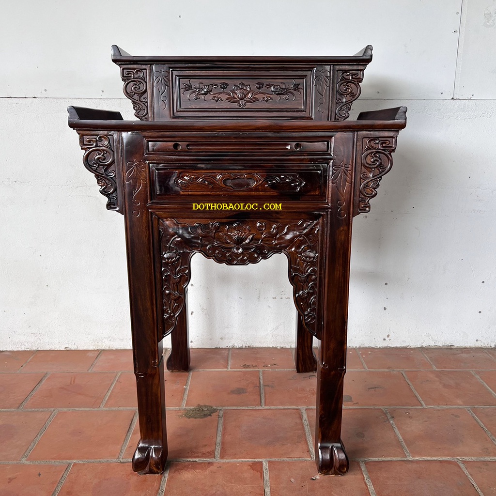 Bàn thờ gia tiên gỗ muồng 2 tầng ngang 88cm