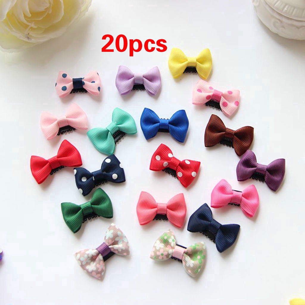 Bộ 10/20 kẹp tóc thiết kế mặt hình nơ xinh xắn nhiều màu sắc an toàn dành cho bé gái