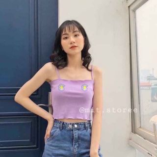 Áo 2s croptop thêu hoa cúc