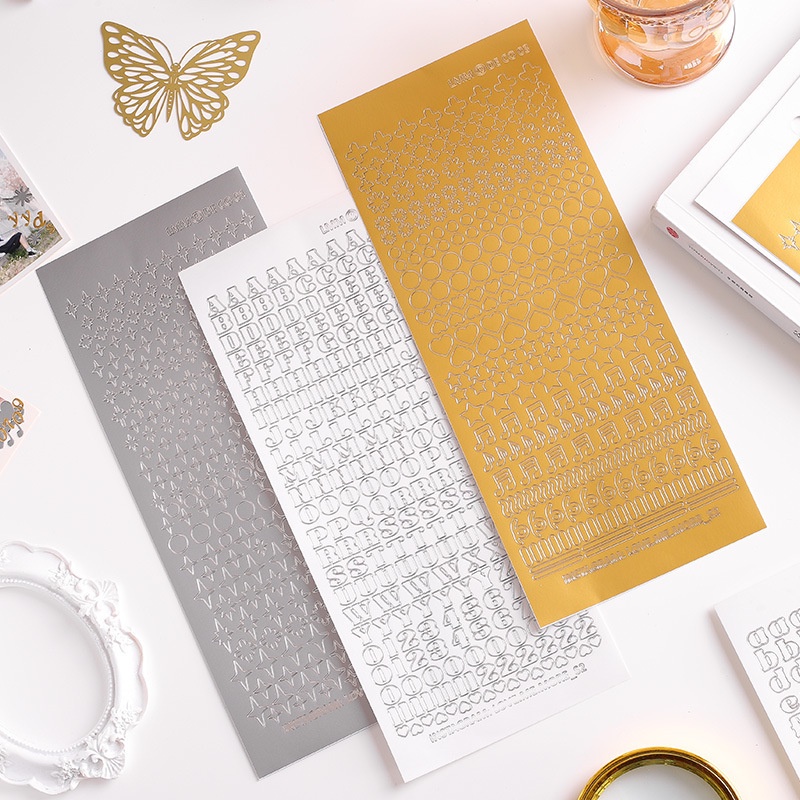 Zanmo tờ nhãn dán sticker trang trí toploader dập nổi họa tiết sáng tạo