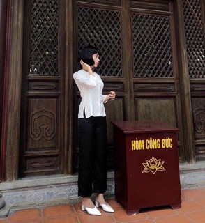 Bộ áo gấm đi chùa ( kèm video ảnh thật )
