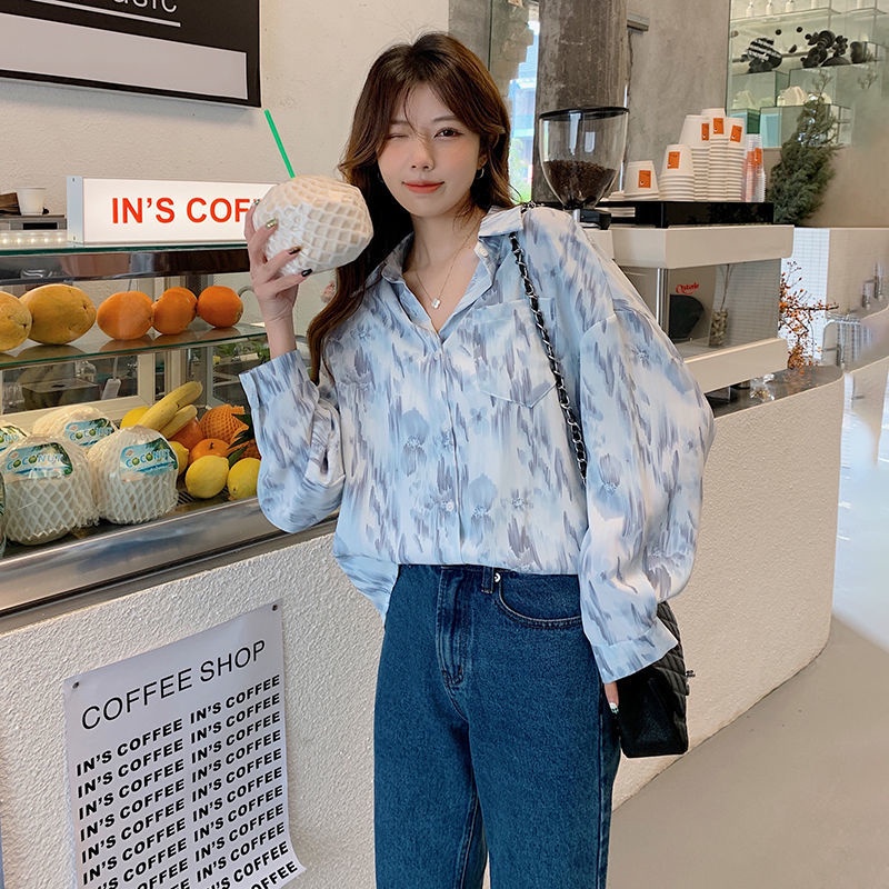 Áo Sơ Mi Chiffon Tay Dài Nhuộm Màu Phong Cách Hàn Quốc Mới