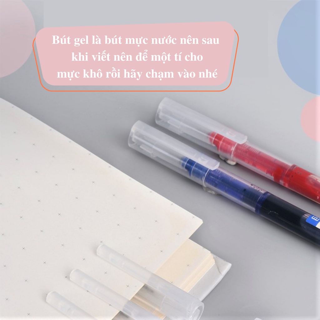Bút bi nước gel đầu kim 0.5mm ba màu đen đỏ xanh mực nhiều gấp ba lần bút thông thường