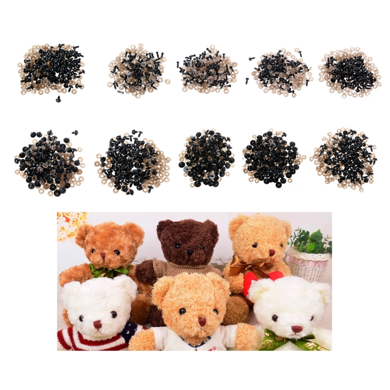 ❤❤ 100Pcs/Bag DIY Doll Toy Eyes Black Plastic Safety Eyes Puppets Doll with Washers