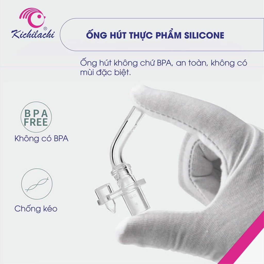 Bình Tập Uống Nước PP Cao Cấp Có Ống Hút 240ml Kichilachi Kichi