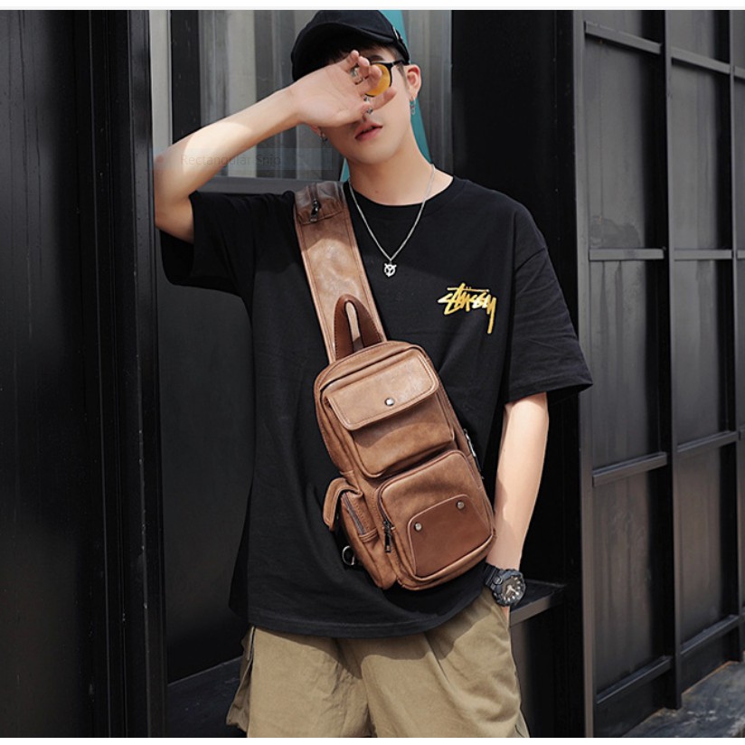 Túi đeo chéo đeo ngực nam thông minh đa chức năng thời trang cao cấp phong cách cá tính