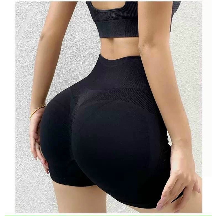 Quần Đùi Tập Gym Yoga Nữ Chun Mông Gel Bụng NaQi 503 Chất Dệt Kim Co Giãn
