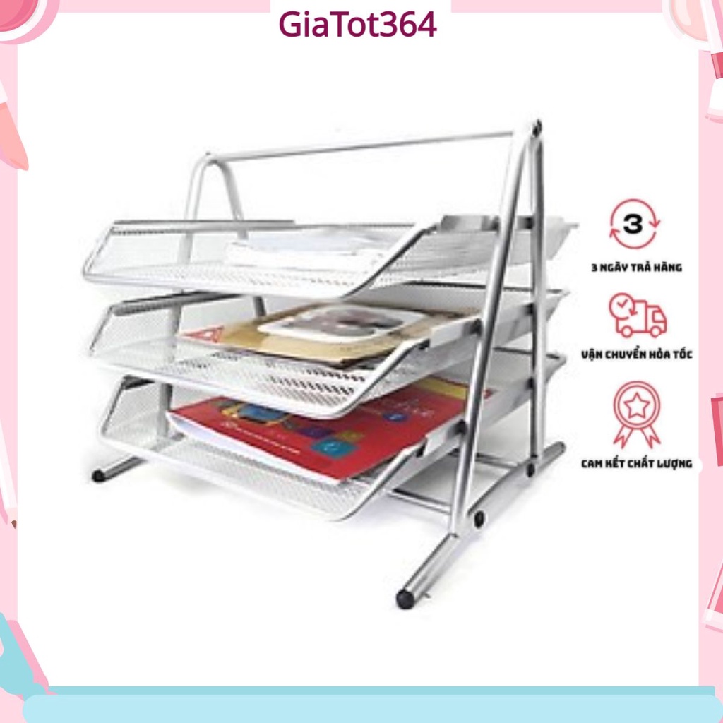 Khay để tài liệu 3 tầng bằng thép lưới cao cấp