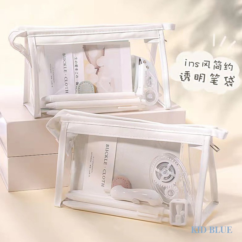 Hộp Đựng Bút Trong Suốt Sức Chứa Lớn Phong Cách Hàn Quốc Đơn Giản Cho Nữ Sinh