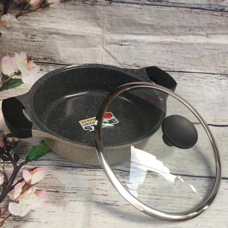 (Si =le)NỒI LOCK ĐÁ 7 LỚP STONE PHI 24cm LOCK & LOCK LCA6242D THÀNH THẤP