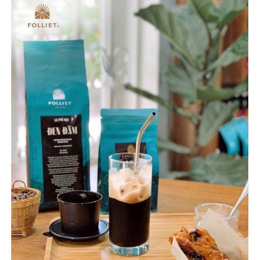 Cà Phê Bột Rang Xay Đen Đậm Folliet 1KG
