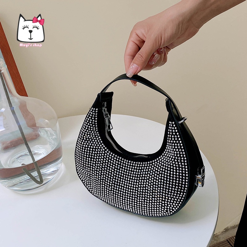 Túi xách tay đính đá nhân tạo sang trọng thời trang dành cho nữ