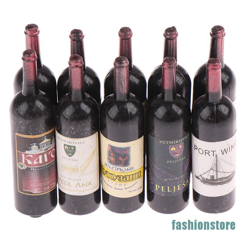 💥💥Set 10 mô hình chai rượu vang mini bằng nhựa dùng để trang trí nhà búp bê