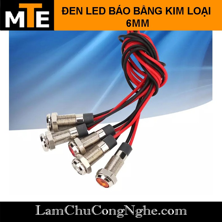 Đèn LED báo bằng kim loại chống nước 6mm