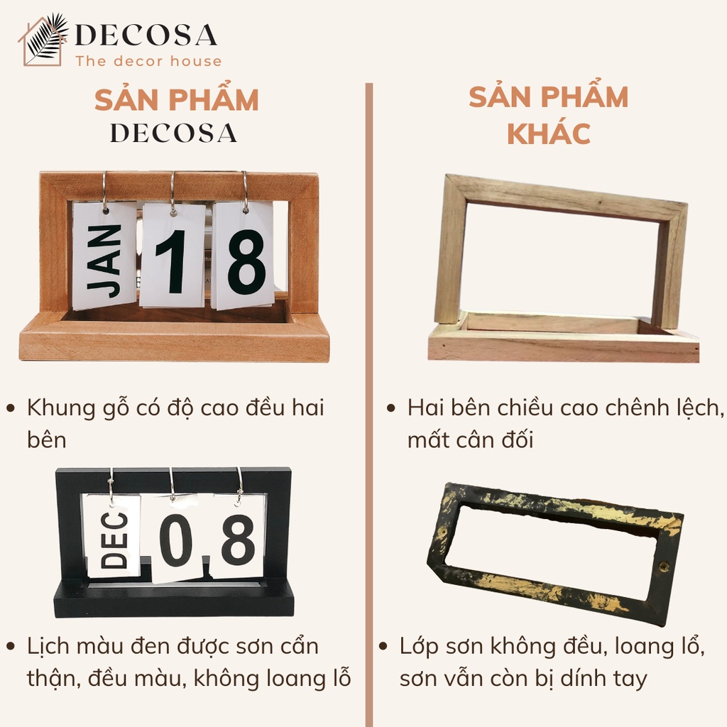 Lịch để bàn lật số 2022 phong cách Vintage DECOSA