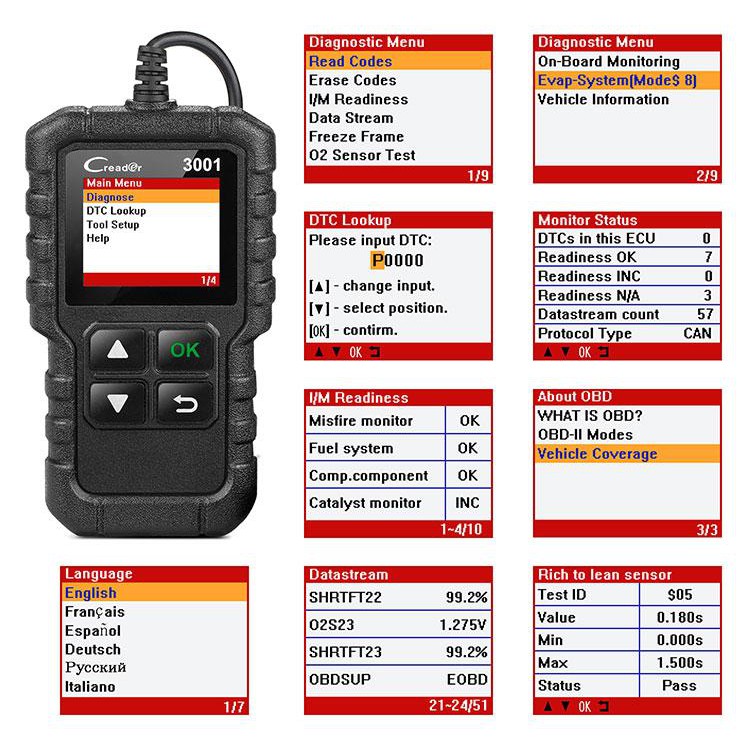 Máy đọc lỗi động cơ đa năng LAUNCH Creader 3001 / CR3001 OBD II