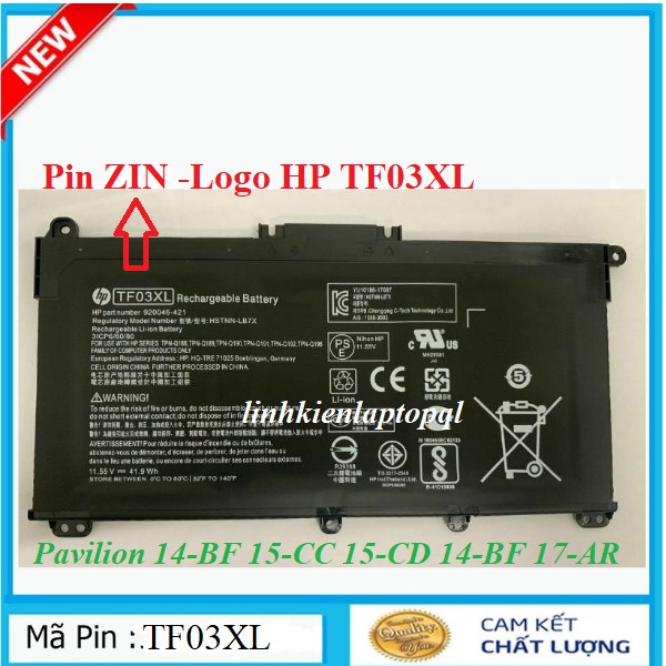 Pin Laptop HP TF03XL , Pavilion 14-BF 15-CC 15-CD 14-BF 17-AR TF03 920046-121 HSTNN-LB7J HSTNN-LB7X 920070-855