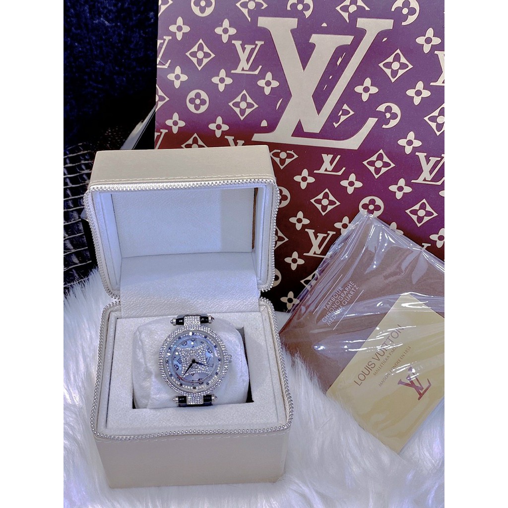 Đồng hồ nữ LV, đồng hồ dây da chính hãng LV full box, mặt xoay tự động siêu cao cấp, sang chảnh, thời trang đẳng cấp
