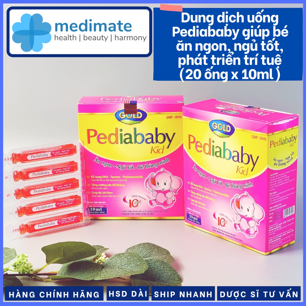 Dung dịch uống Pediababy cho bé ăn ngon, ngủ ngon, phát triển trí tuệ (20 ống, mỗi ống 10ml)