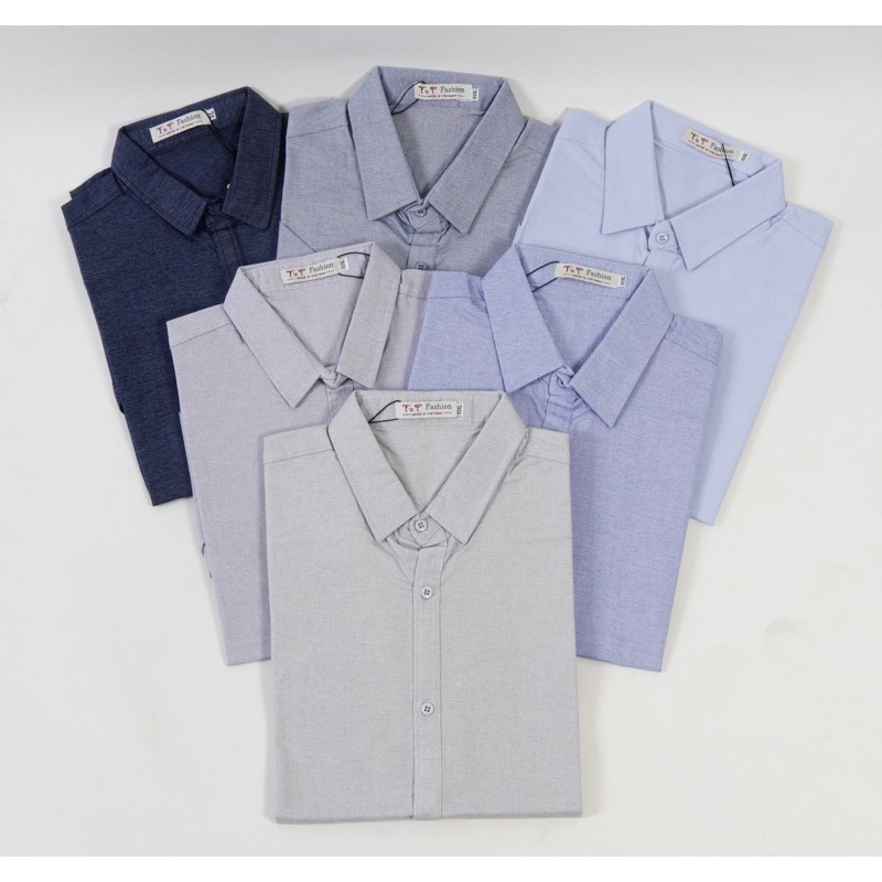 Áo sơ mi nam tay ngắn vải bố từ nhỏ đến BIGSIZE (48-110kg)