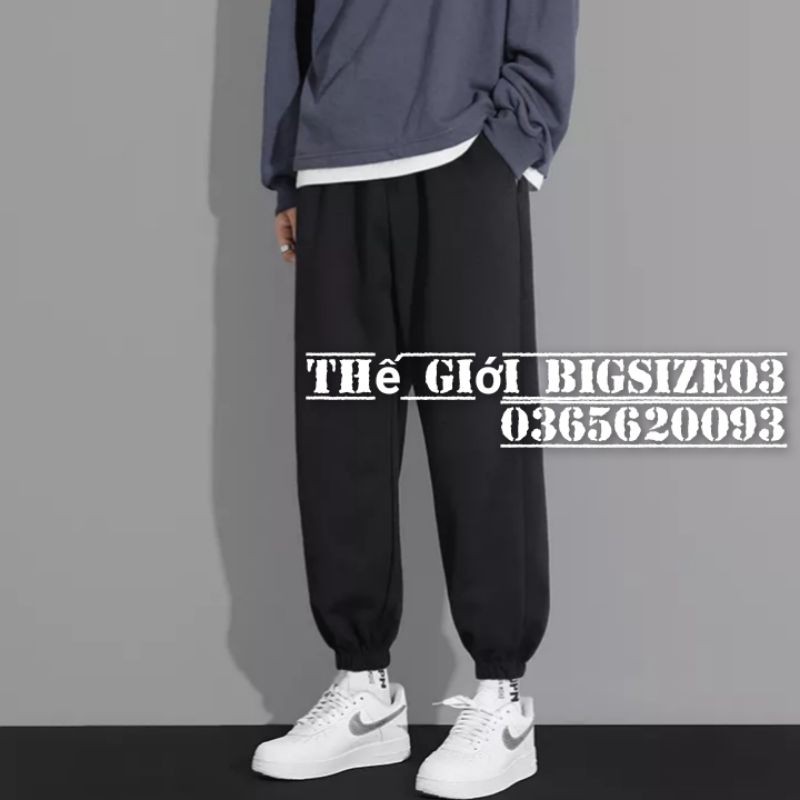 Quần jogger ống rộng cạp chun bo ống trơn màu dáng basic nam nữ 40kg - 100kg | BigBuy360 - bigbuy360.vn