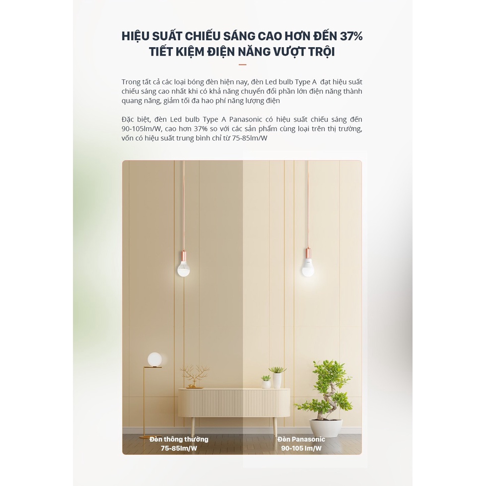 Đèn LED Bulb Panasonic A Type Công suất 6W/9W/11W/15W ánh sáng Trắng, ánh sáng Vàng