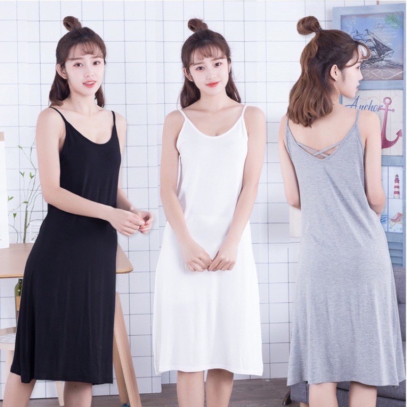 (SALE BỘ LẺ - MÀU ĐEN) Váy Ngủ 2 Dây💚FREESHIP💚 Hàng Cao Cấp (Đóng Gói Túi Zip, Chất Vải Dày Dặn, Mềm Mịn)