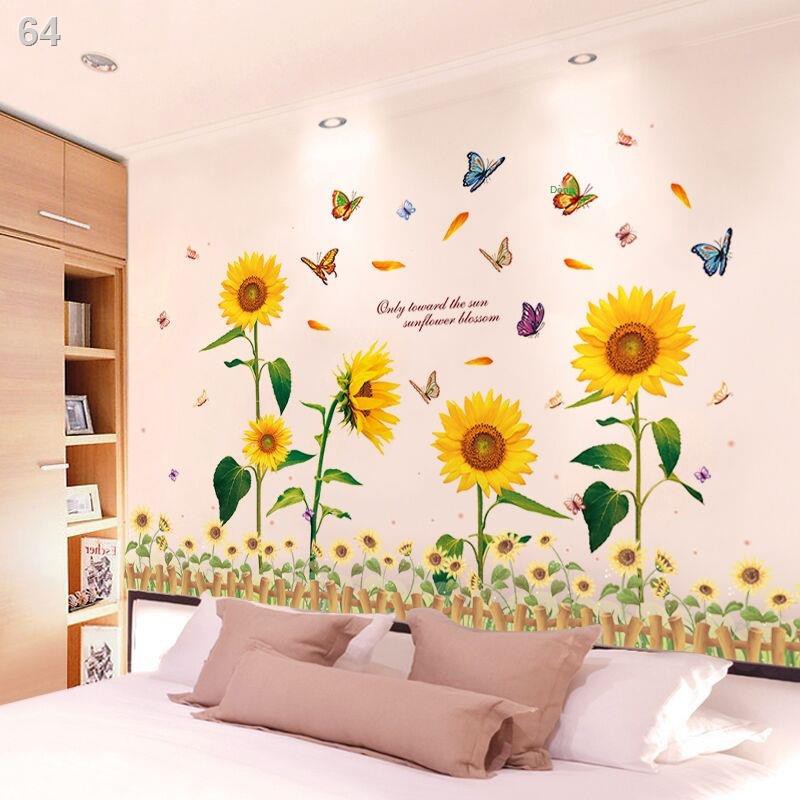 bức tranh dán tường hoa hướng dương phòng khách TV nền ngủ ấm áp trang trí tập thể hình
