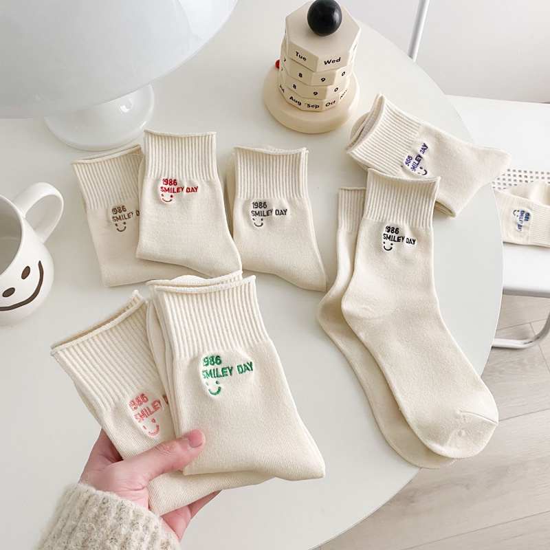 Tất Cổ Cao 1986 Smile Day Freesize ERASHOP 079503 - Phù Hợp Mang Sneaker, Vải Co Giãn 4 Chiều, Trơn Đơn Giản, Rẻ Đẹp