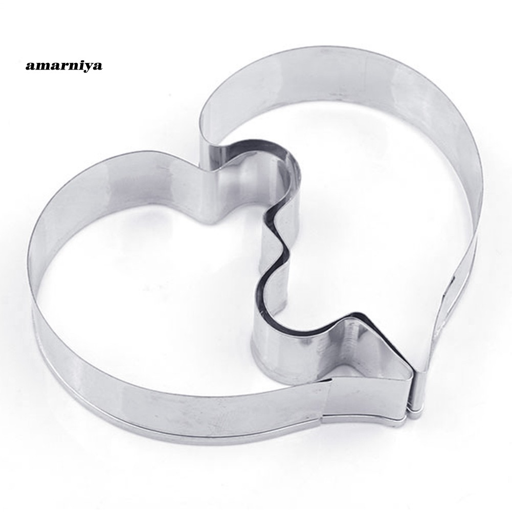 Set 2 Khuôn Cắt Bánh Hình Mảnh Ghép Trái Tim Bằng Thép Không Gỉ Tiện Dụng