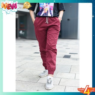 Quần Jogger Kaki Nữ Cao Cấp Chất Mát Co Giãn 4D [ Màu Đỏ Đô - M07]