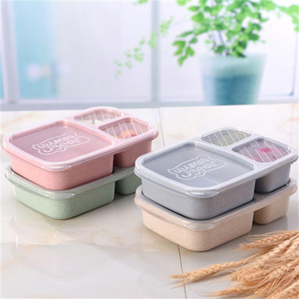 Hộp Đựng Cơm Trưa Chia Ngăn Bằng Rơm Lúa Mì Nhỏ Gọn Tiện Lợi Cho Dã Ngoại/ Dã Ngoại
