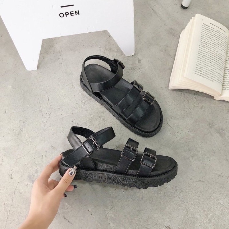 Sẵn _ Sandal cao su dẻo quai ngang bản Hàn 2021
