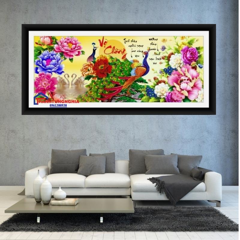 Tranh đính đá tự làm VỢ CHỒNG CÔNG . Kích Thước: 1m20 x 53cm