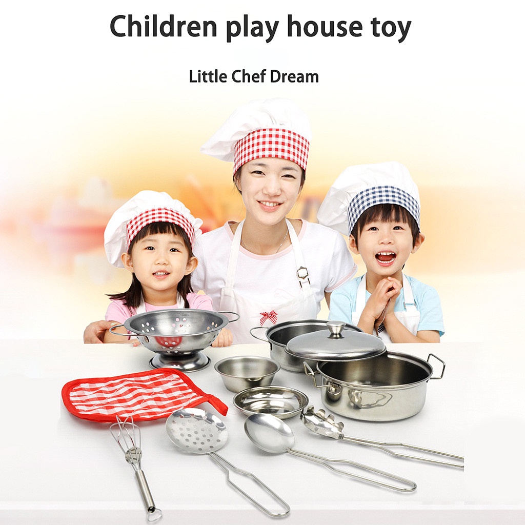 Set đồ chơi nấu ăn mini ZHAN QI TOYS bằng thép không gỉ dành cho trẻ em