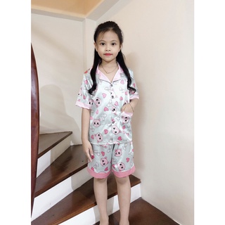 Bộ Ngủ Pijama Cộc Cho Bé Chất Lụa Satin Size 14-45