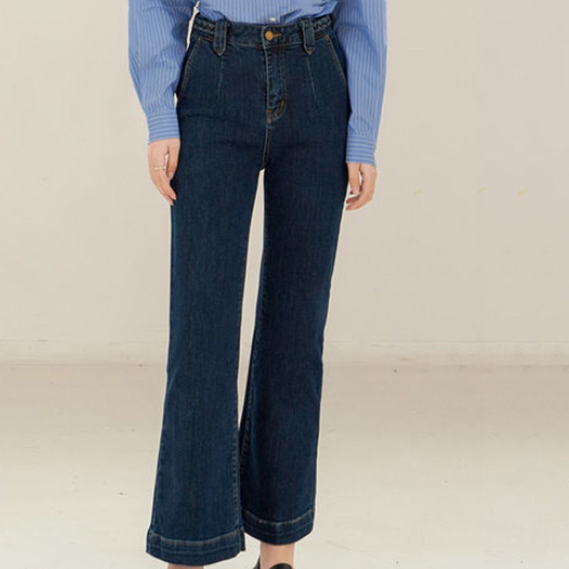 Quần jean dài IELGY ống loe lưng cao phong cách Pháp cổ điển thời trang cho nữ