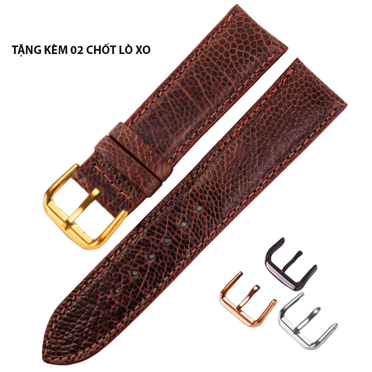 Dây đồng hồ da ĐÀ ĐIỂU THẬT cao cấp khóa cài nhiều Size 12 14 15 16 18 19 20 21 22 24mm