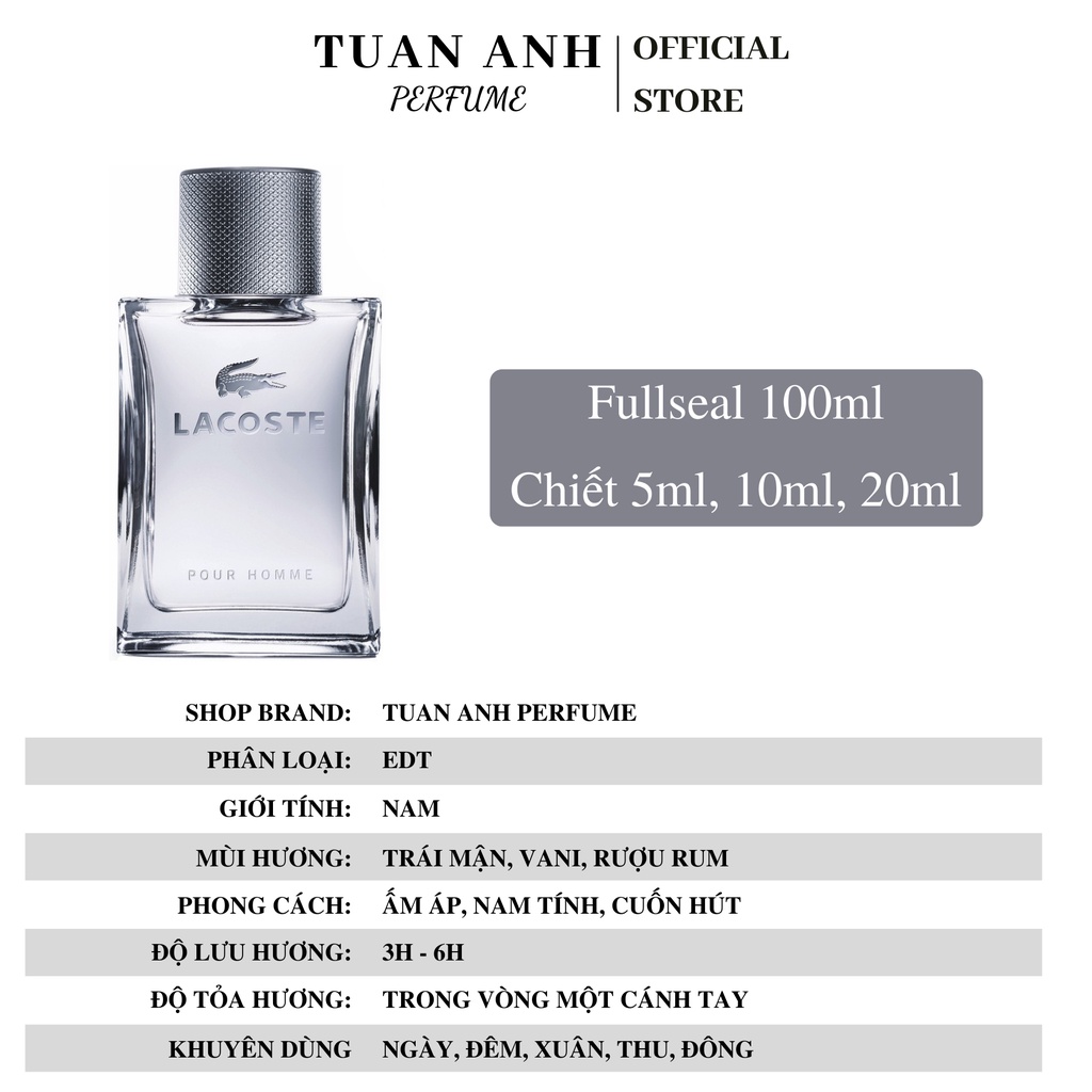 Nước hoa nam chính hãng Lacoste Pour Homme cao cấp TUANANHPERFUME