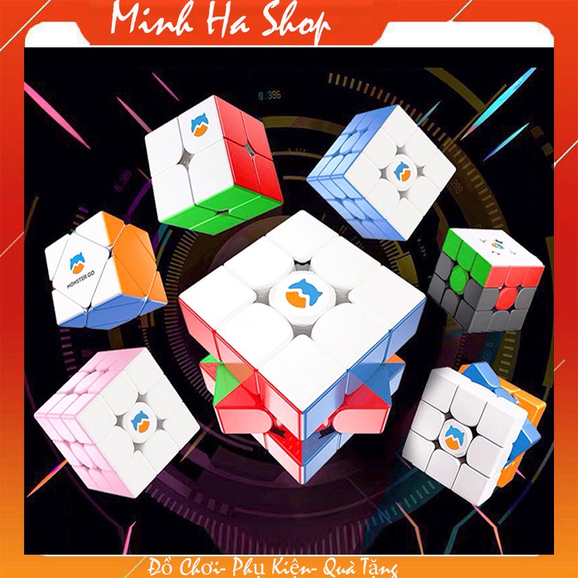 Rubik GAN Monster GO 2x2 / 3x3 / Pyraminx / Skewb Stickerless - Monster GO 3x3 M Nam Châm [TẶNG ĐẾ, LUBE, VẶN ỐC]