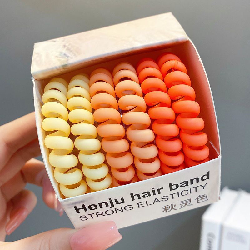 Hộp 6 Dây buộc tóc lò xo co giản 2 da màu pastel