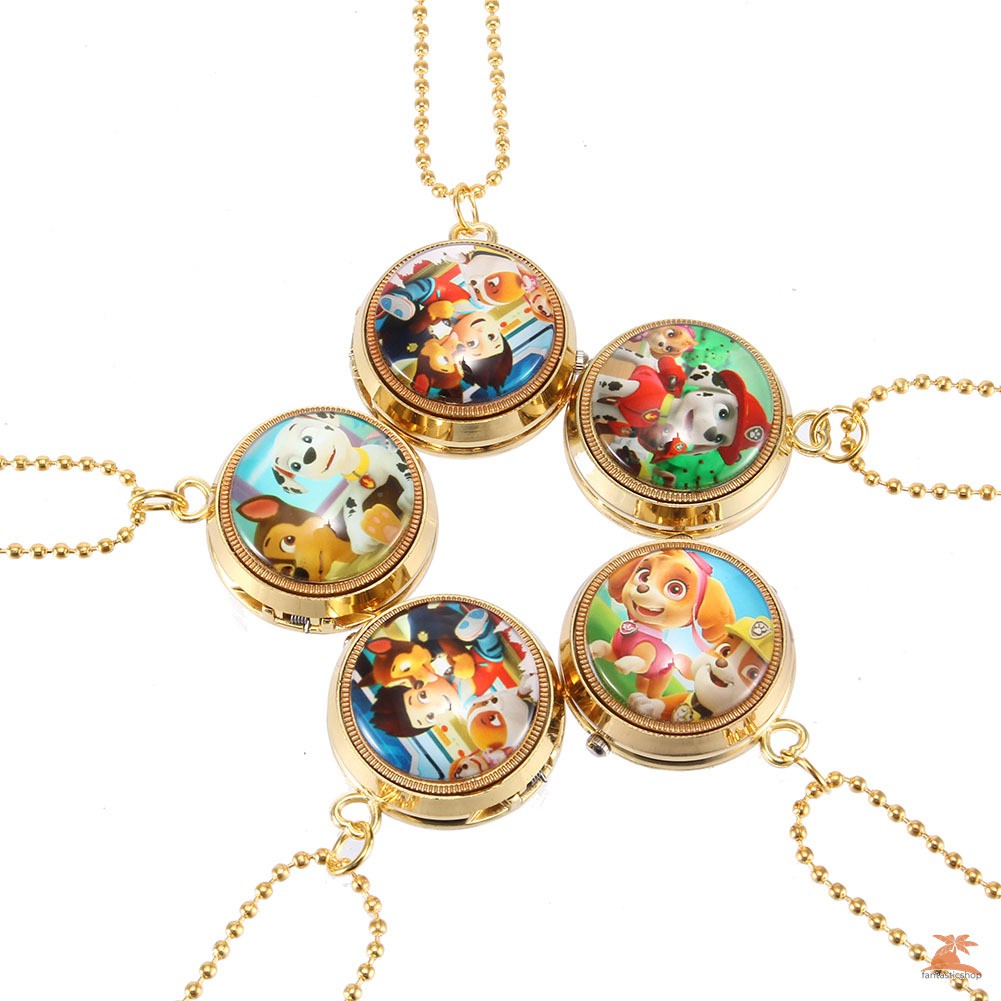 #Đồng hồ bỏ túi# Cute Cartoon Flip Retro Pocket Watch Anime Figure Necklace Hanging Watch Child Watches