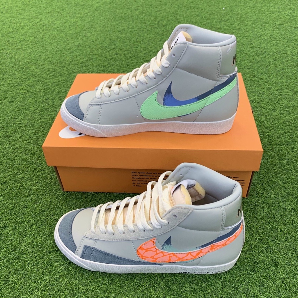 Giày Thể Thao Nike Blazer Mid 77 Vintage Green Orange, Giày Sneaker Nam Nữ Blaze Cổ Cao Xanh Cam Full Giấy gói, Bill Box