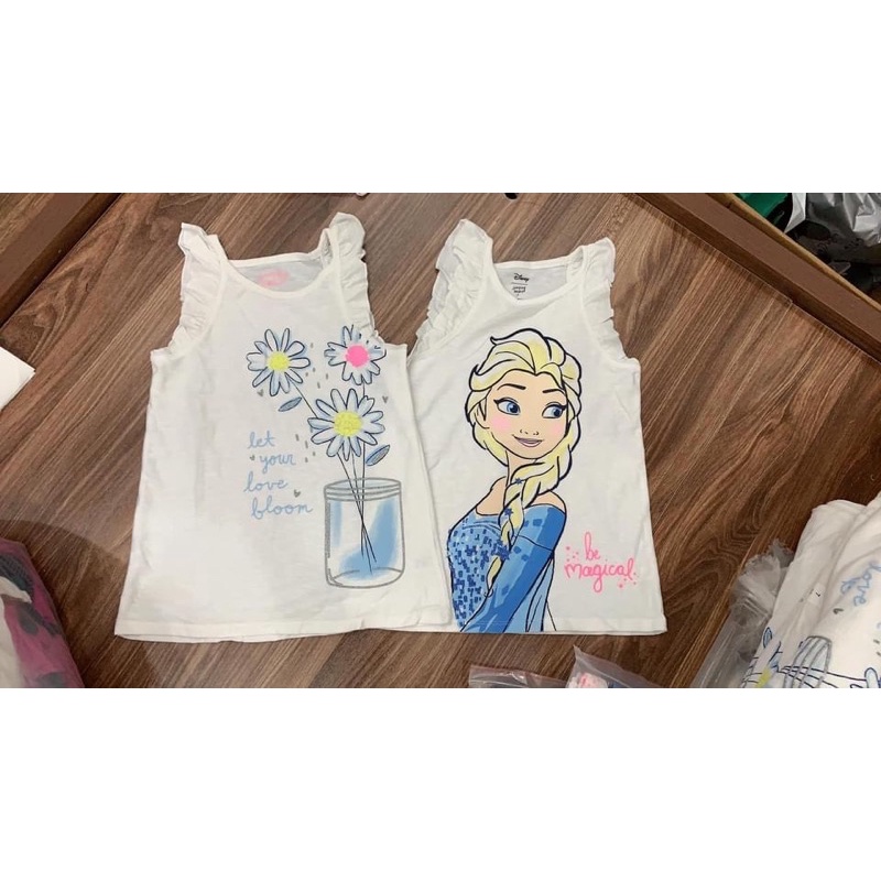 Áo thun cotton sát nách hình siêu đáng yêu cho bé gái 24m-7y