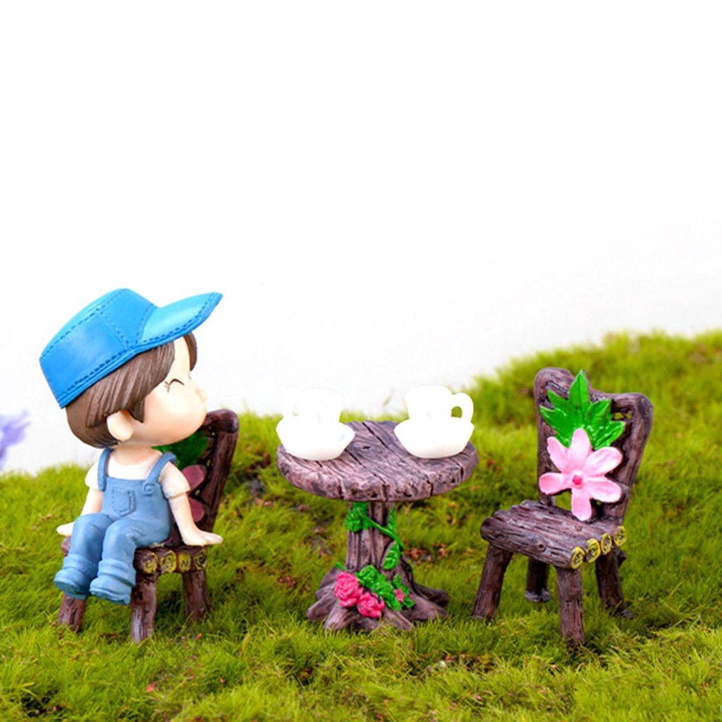 Bộ Bàn Ghế Và Ghế Mini Bằng Nhựa Resin DIY Trang Trí Nhà Cửa / Sân Vườn