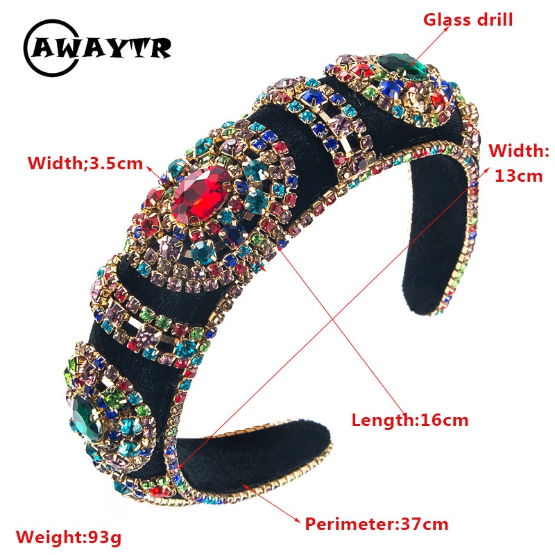 Băng Đô Bản Rộng Đính Đá Phong Cách Retro Âu Mỹ