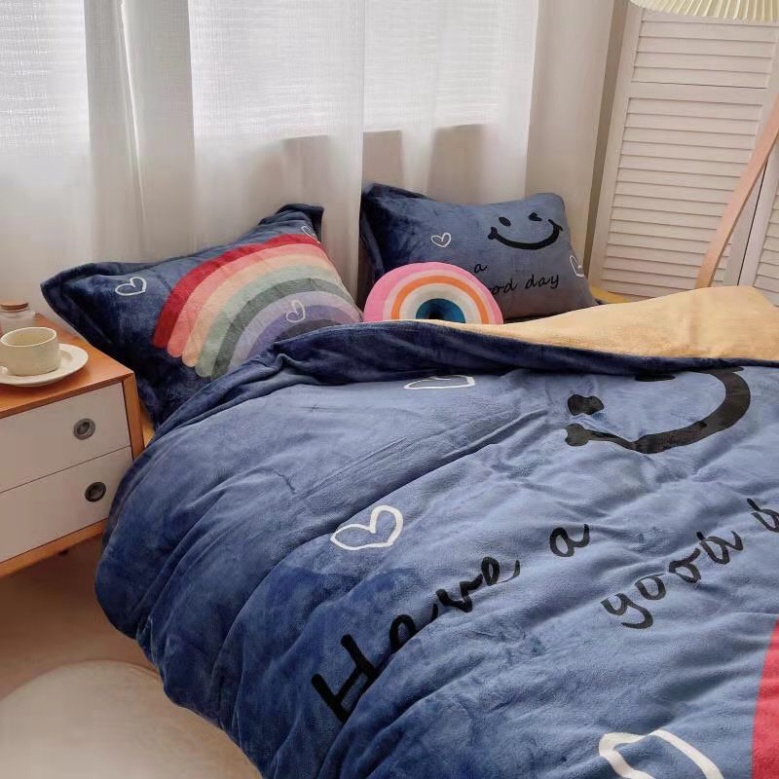 Bộ Chăn Ga Gối Nỉ Nhung 3D HIN BEDDING Chăn Chần Bông Siêu Mềm Mịn Nhiều Mẫu Mới Họa Tiết Đáng Yêu Đủ Kích Thước
